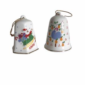 VTG Christmas Lillian Vernon Company Bells 1986 80s Santas Sleigh Pear Dove EUC